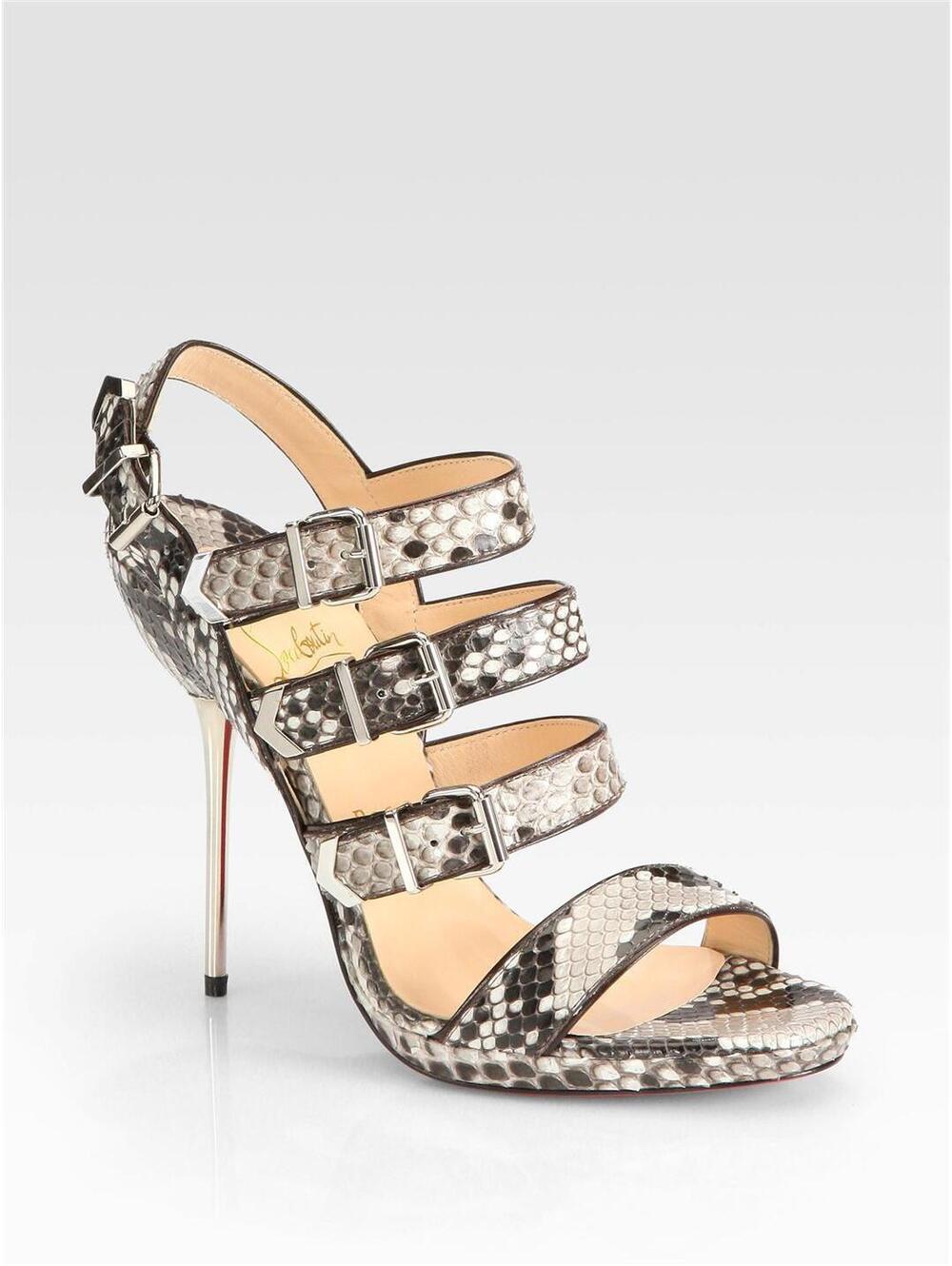 CHRISTIAN LOUBOUTIN Funky Snakeskin Buckleup Sandals Sz:37 NEW